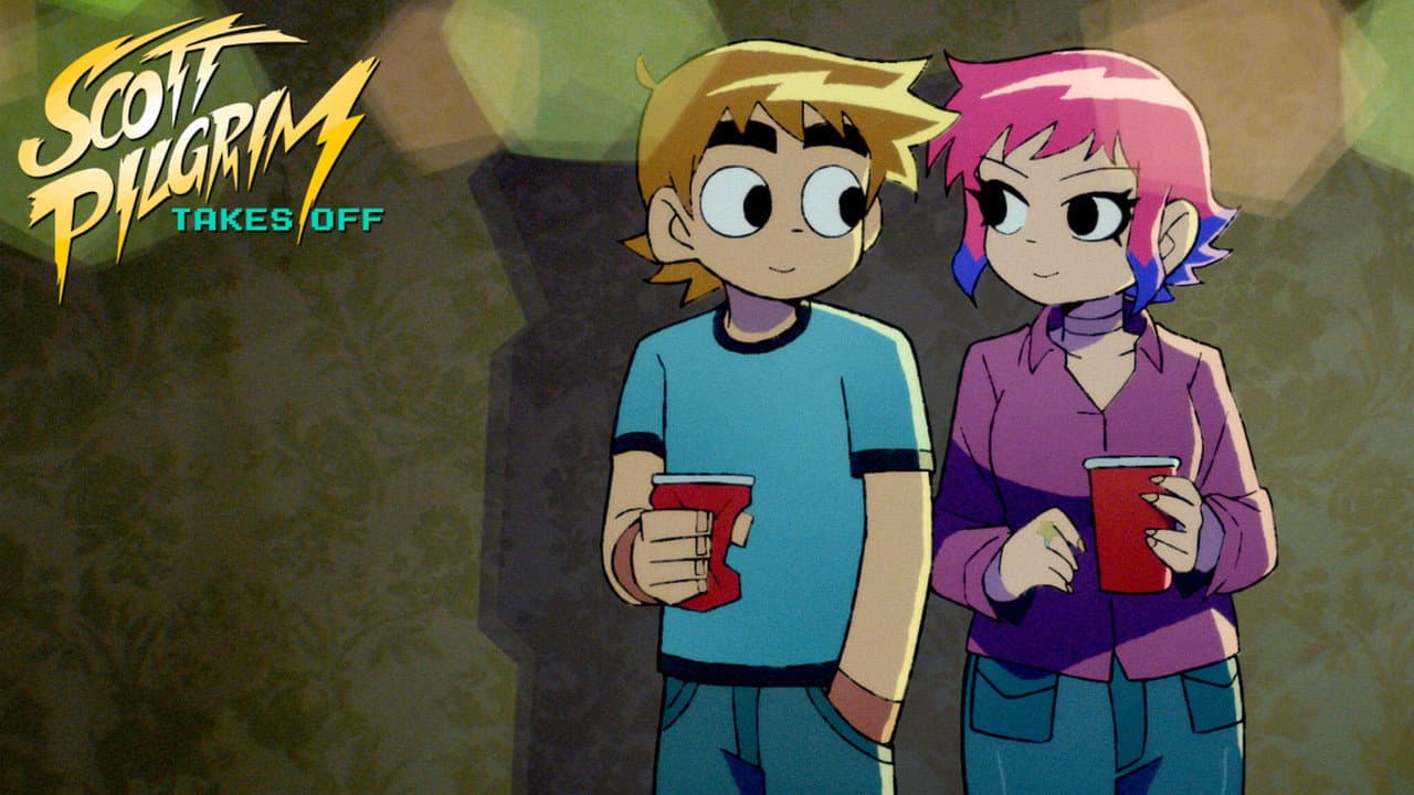 Scott Pilgrim Takes Off — backdrops with title 1